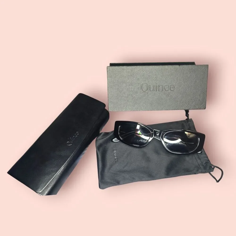 Quince Granada Polarized Acetate Sunglasses Black Grey Lens Designer Style Luxe